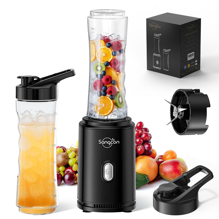 Sangcon Mixer Smoothie Maker, Elektrisch Tragbar Sport Standmixer für Shakes und Smoothie, mit 2 BPA