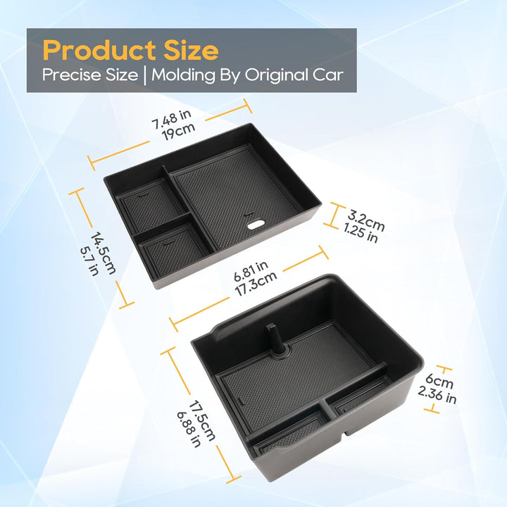 LFOTPP für Tesla Model 3 2024 2025 Mittelkonsole Organizer Hinten und Vorne Tray Handschuhfach, Tesl