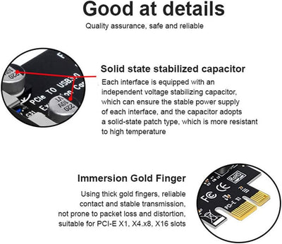 Xiwai PCI-E auf USB 3.0 HUB PCI Express Erweiterungskarte Adapter 5 Gbit/s für Motherboard 7Ports, 7