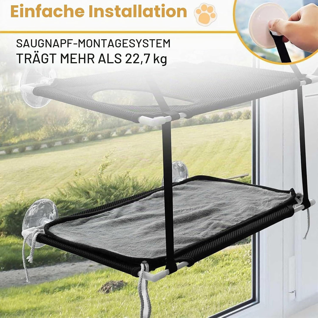 Fenster Katzenhängematte für Katzen bis 25kg,Doppellagiges Katzen Hängematte für Katze in Innenräume