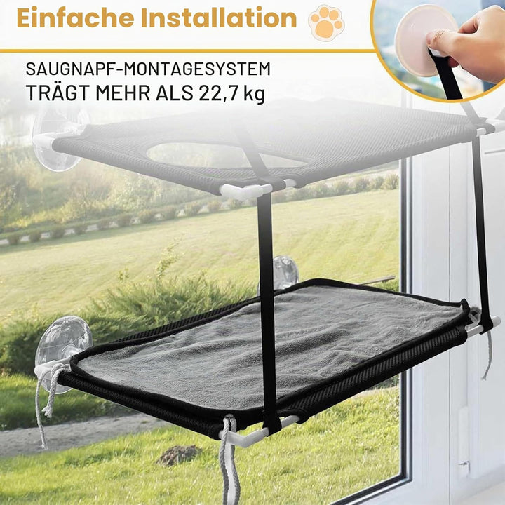 Fenster Katzenhängematte für Katzen bis 25kg,Doppellagiges Katzen Hängematte für Katze in Innenräume