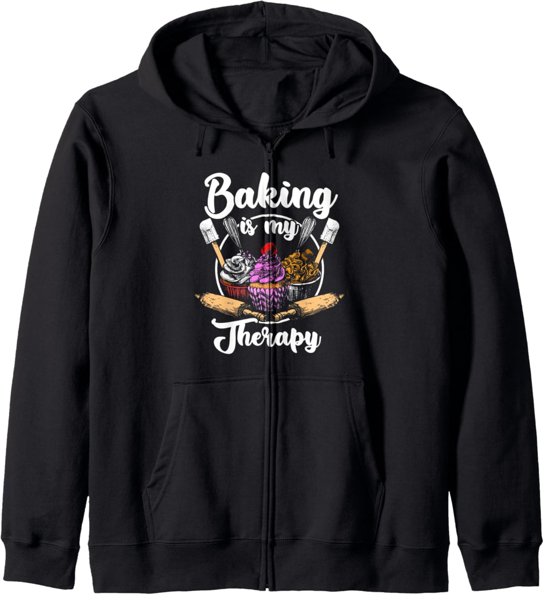 Baking Is My Therapy Happy Baker Cake Bread Pastry Chef Kapuzenjacke