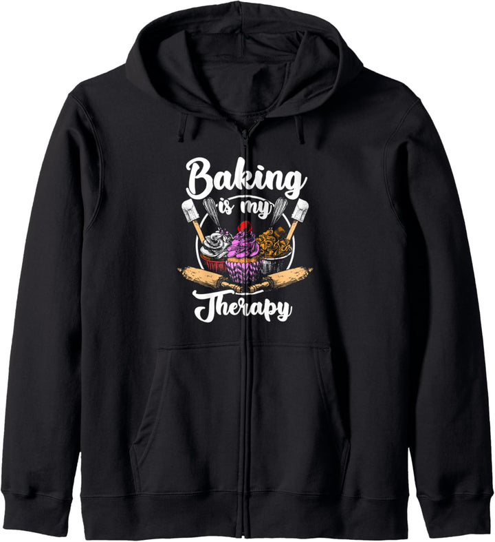 Baking Is My Therapy Happy Baker Cake Bread Pastry Chef Kapuzenjacke