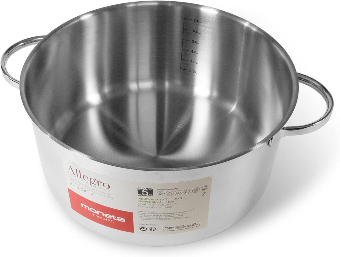 Moneta Allegro Kasserolle 2 m 24 cm aus Edelstahl für alle Herdarten 5,2 Liter
