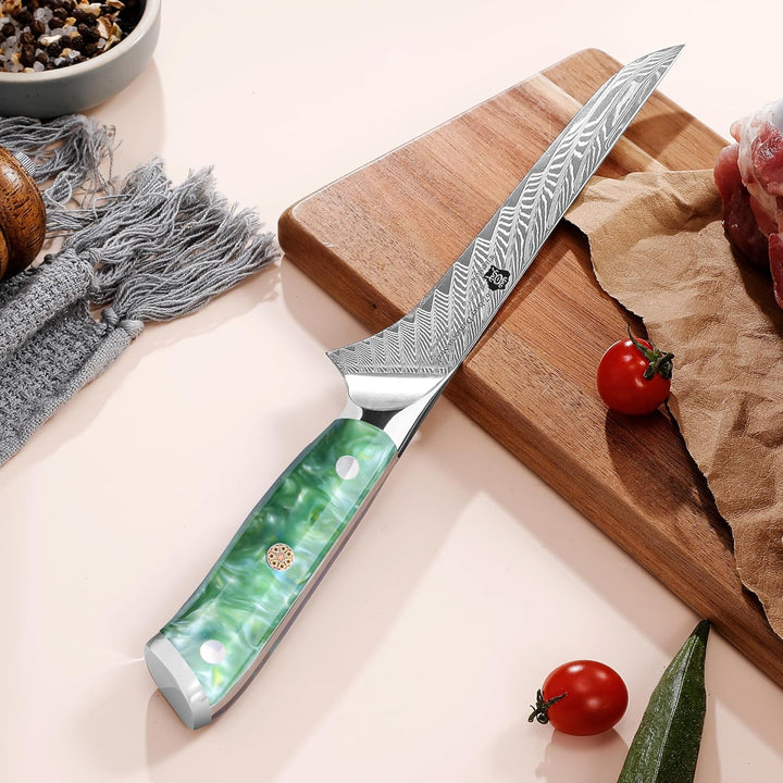 WILDMOK Ausbeinmesser, japanisches Damaskus-Kochmesser, Profi-Ausbeinfiletmesser, 17.8 cm Profession