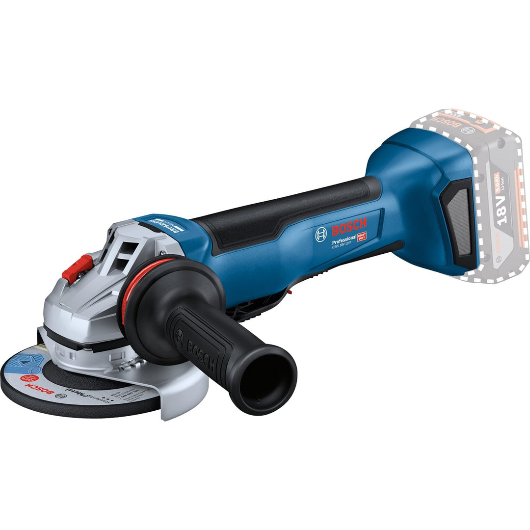 Bosch Professional 18V System Akku Winkelschleifer GWS 18V-10 P (inkl.Zusatzhandgriff, Schutzhaube,