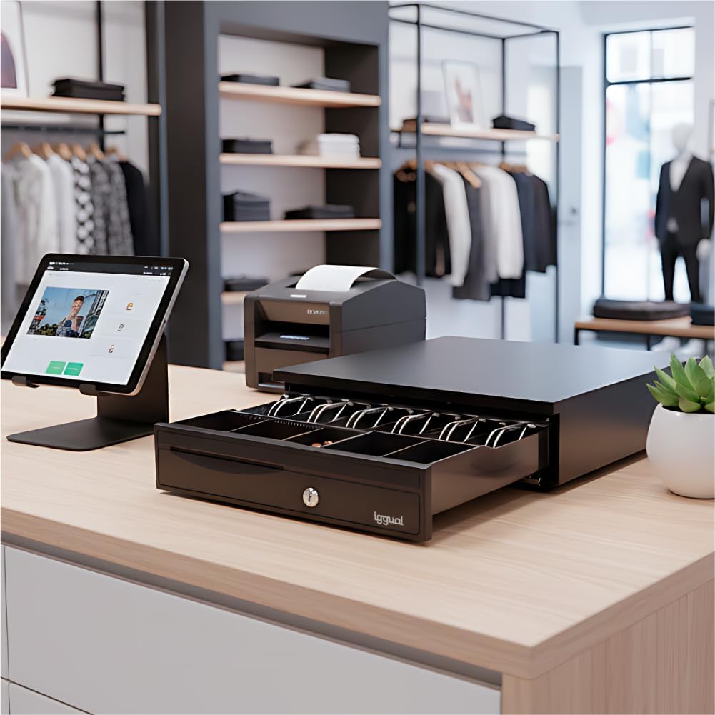iggual - Geldkassette Abschliessbar IRON - 30 | Kassenschublade mit automatischer oder manueller Öff