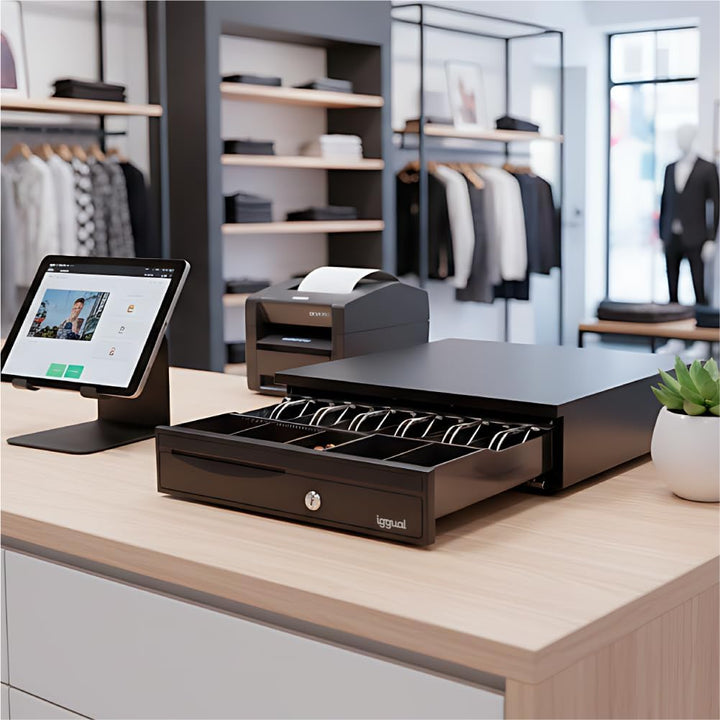 iggual - Geldkassette Abschliessbar IRON - 30 | Kassenschublade mit automatischer oder manueller Öff