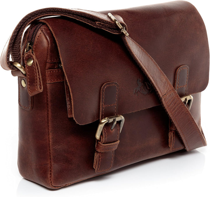 SID &amp; VAIN Messenger bag echt Leder - Schultertasche YALE - Umhängetasche mit Schultergurt - Lederta