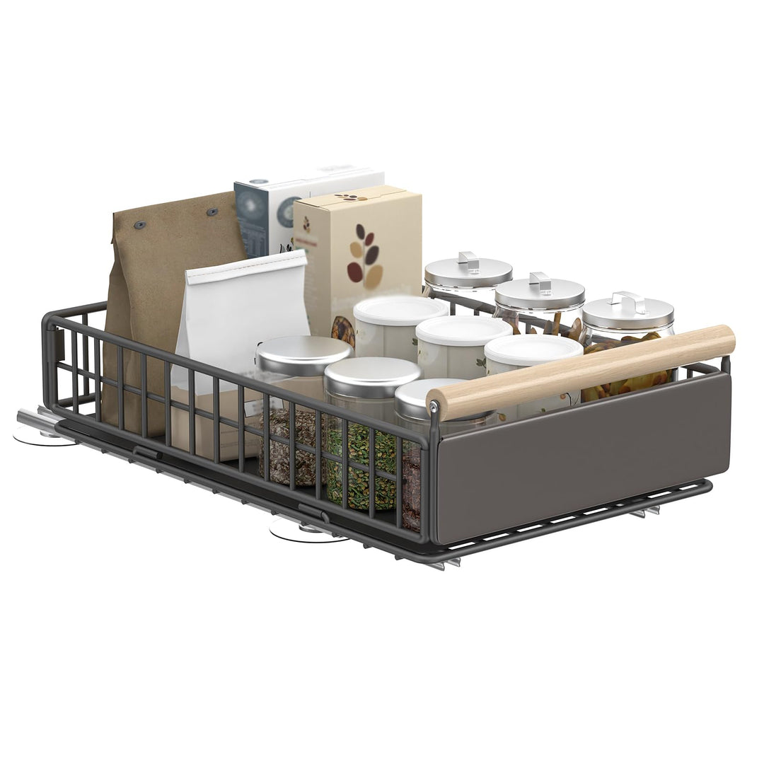 YheenLf Teleskopschublade Ausziehbare, Pull Out Drawer mit Griff Schrank, Schiebeschublade Lagerung