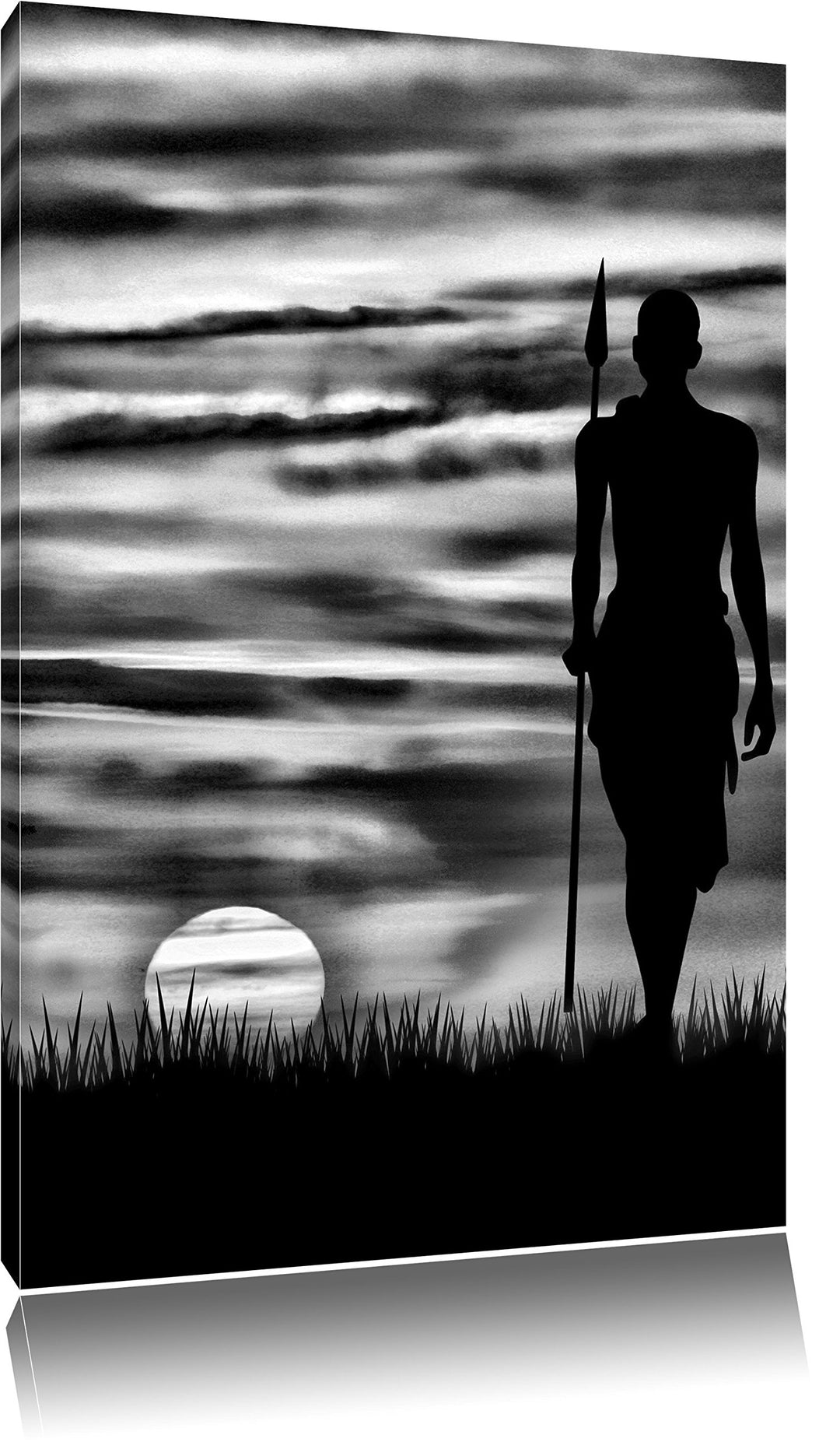 Roter Sonnenuntergang in Afrika / 100x70cm Leinwandbild bespannt auf Holzrahmen/Wandbild Kunstdruck