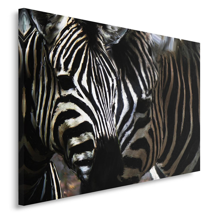 Feeby, Leinwandbild, Bilder, Wand Bild, Wandbilder, Kunstdruck 80x120cm, Zebra, Tier, Streifen, SCHW
