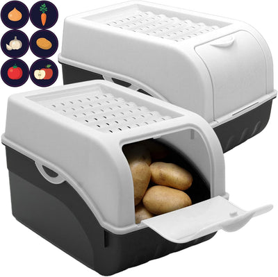 ARTECSIS Kartoffel Aufbewahrungsbox weiss 2er Set I Gemüsebox Kartoffelbox mit Deckel für ca. 4 kg K