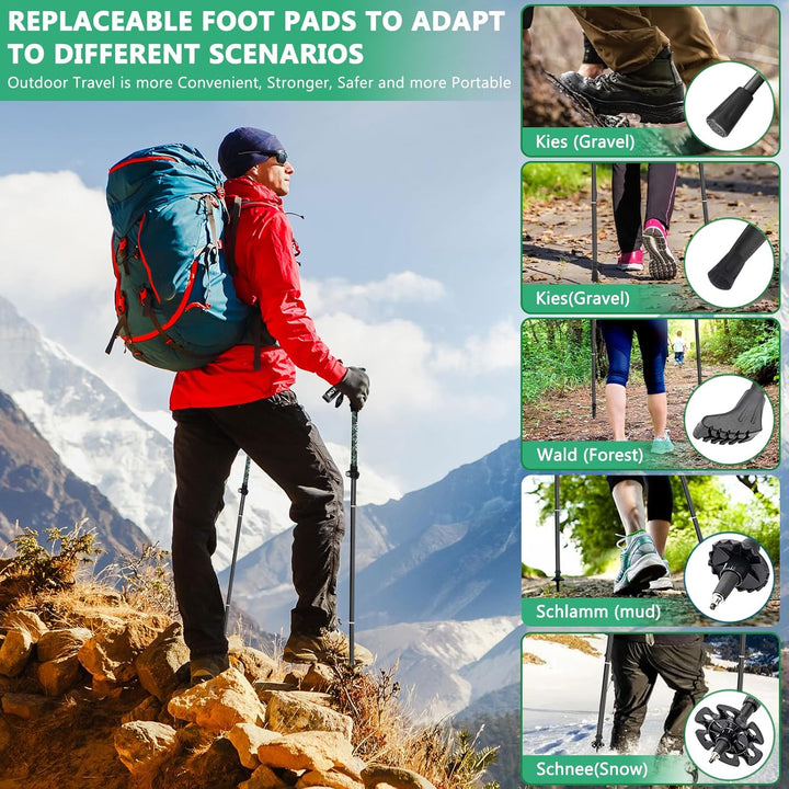 Wanderstöcke Trekkingstöcke, Teleskop Wanderstöcke Carbon & Aluminium, Walking Stöcke Faltbar, Wande