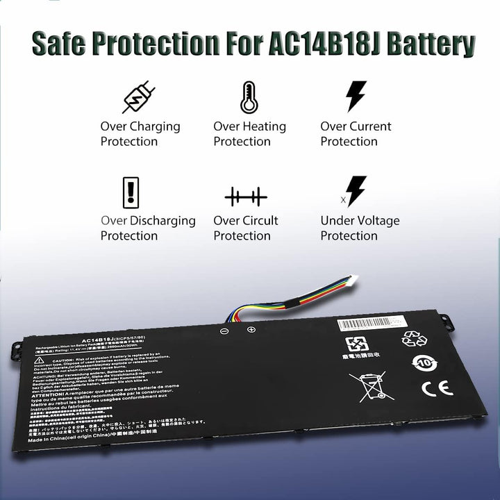 FengWings® AC14B13J AC14B18J Akku 11.4V 2600mAh, Kompatibel mit Acer Chromebook 11 CB3-111 CB5-311 /