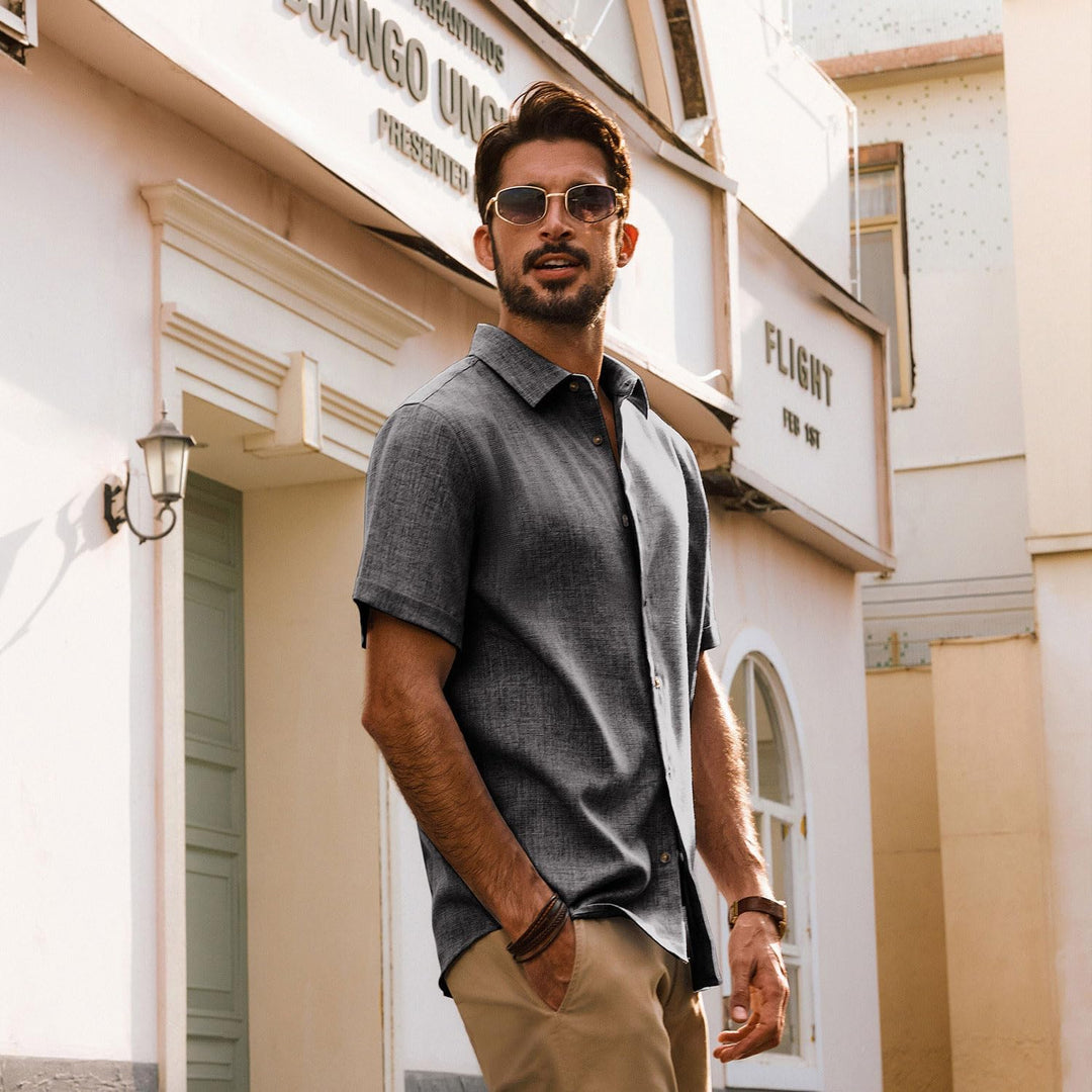 PJ PAUL JONES Hemd Herren Kurzarm Freizeit Button Down Shirt Sommer Strandhemd Regular Fit Herrenhem
