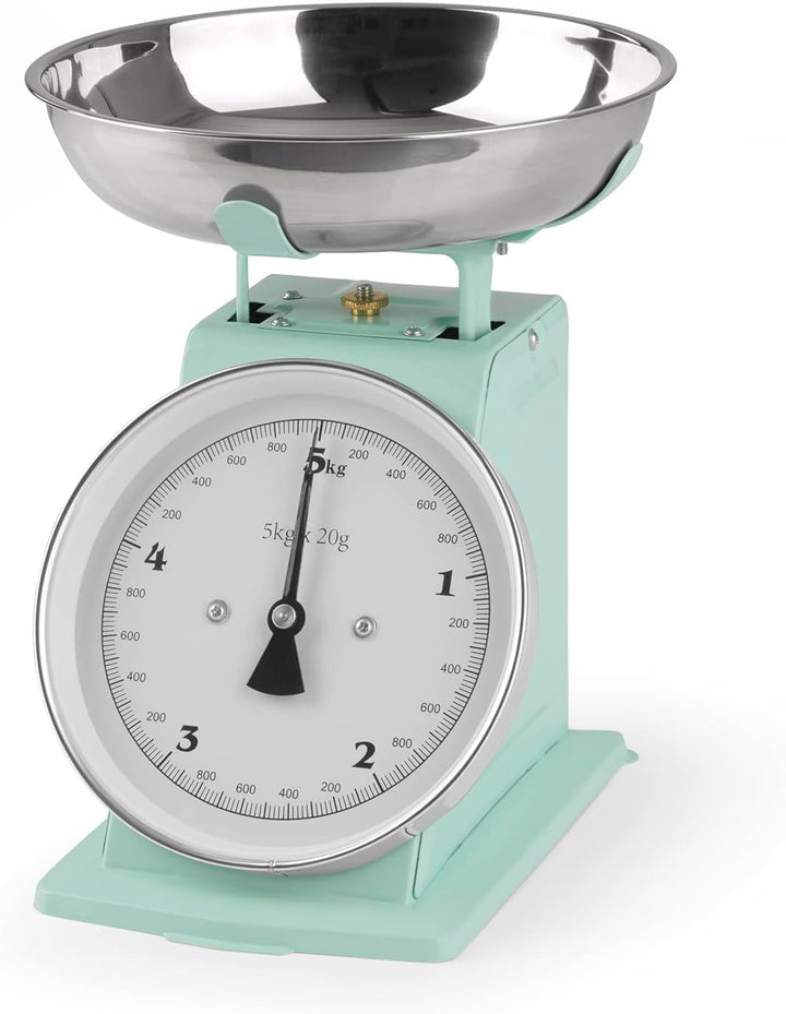 GOURMETmaxx Küchenwaage in Retro-Design | Edelstahl-Waagschale mit exakten Messergebnissen und Tara-