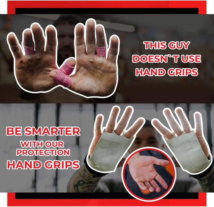 WARM BODY COLD MIND Leder Hand Grips - 3-Loch Handschuhe für Gewichtheben, Gymnastik, Crossfit, Pull