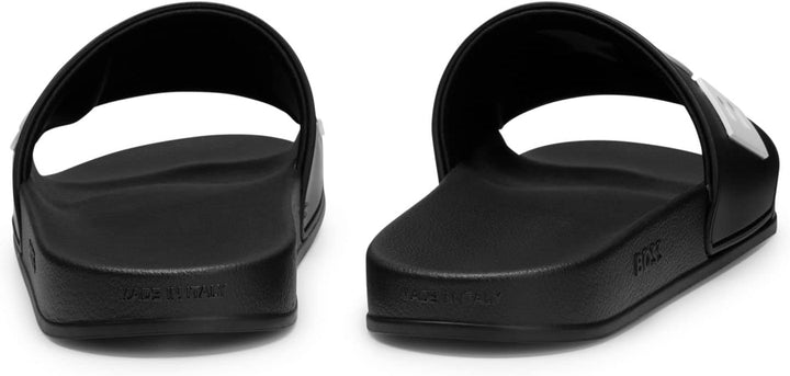 BOSS Herren Kirk Slid In Italien gefertigte Slides mit erhabenem Kontrast-Logo Grösse 41 EU Black1,