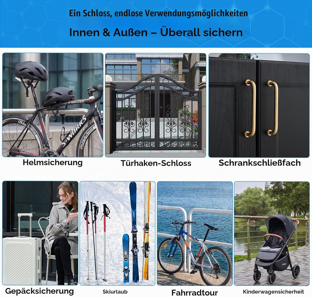 IMAYCC Kabelbinder Schloss mit Zahlencode – Leichtes Fahrradschloss &amp; Zahlenschloss für Helm, Scoote