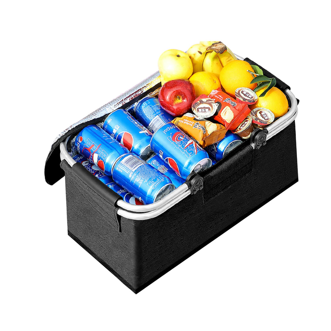 JXCTNNU Picknickkorb 25L Einkaufskorb Faltbar Gross Picknickkorb Kühlkorb Einkaufskorb mit Deckel Tr