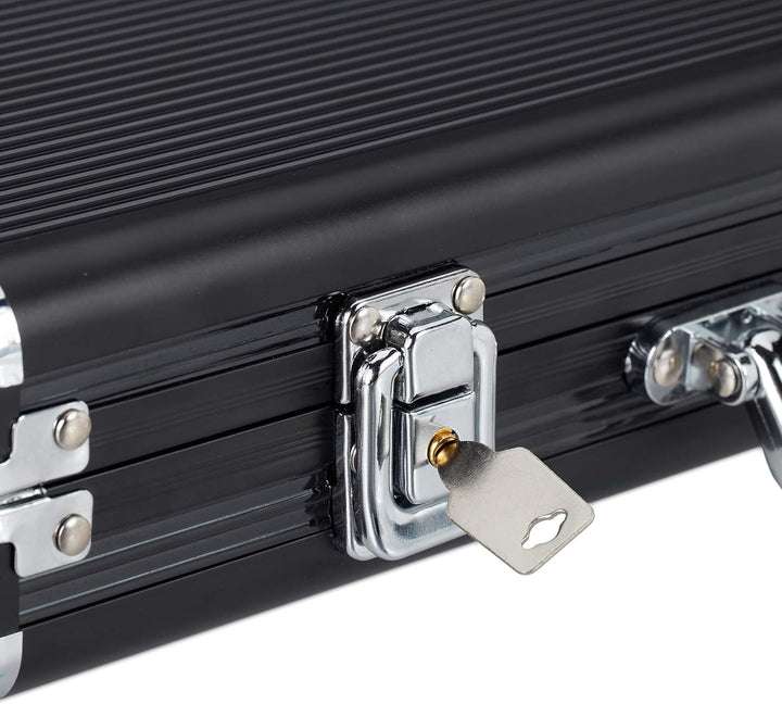 Relaxdays Pokerkoffer, 300 Pokerchips ohne Wert, 2 Kartendecks, 5 Würfel, Dealerbutton, abschliessba