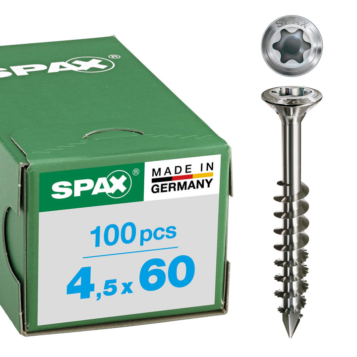 SPAX Fassade, Linsensenkkopf, T-Star plus, Cut, Teilgewinde, Edelstahl Rostfrei A2, 4,5 x 60 mm - 10