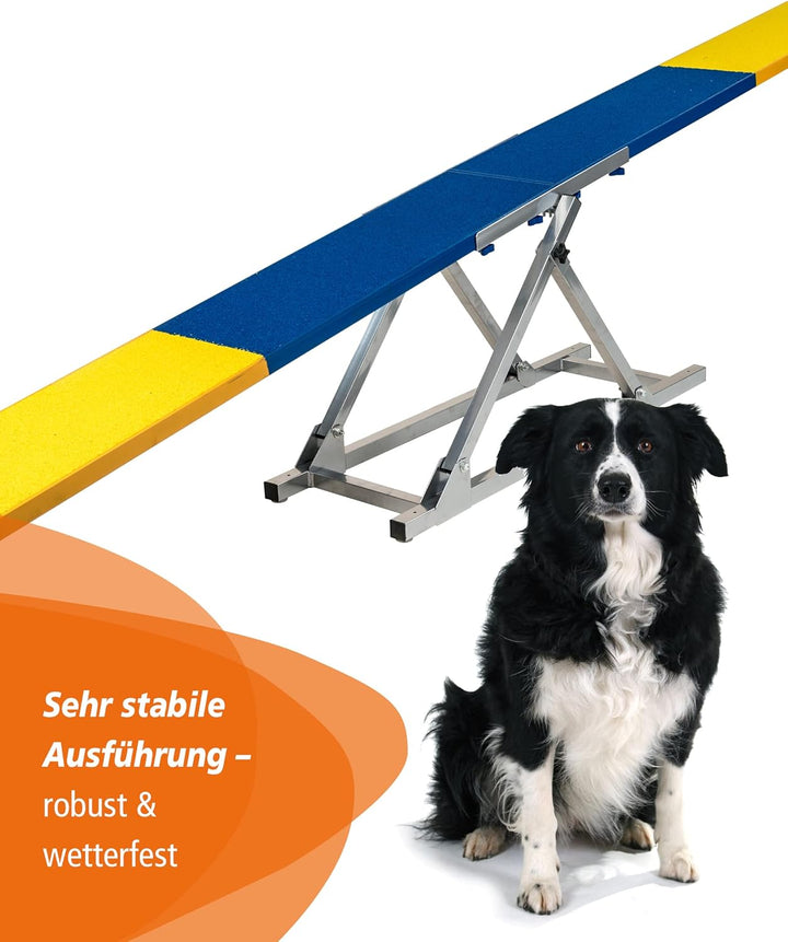 Agility-Wippe – FCI-konform – mit gummierter Lauffläche & Höhenverstellung – für sicheres Hundetrain