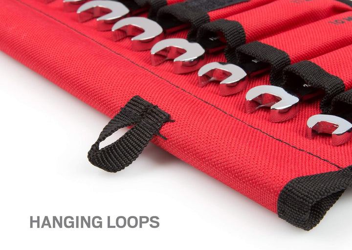 TEKTON WRN01190 Ring-Maulschlüssel-Satz (kurz) 12-teilig (8-19 mm) mit rollbarer Aufbewahrungstasche