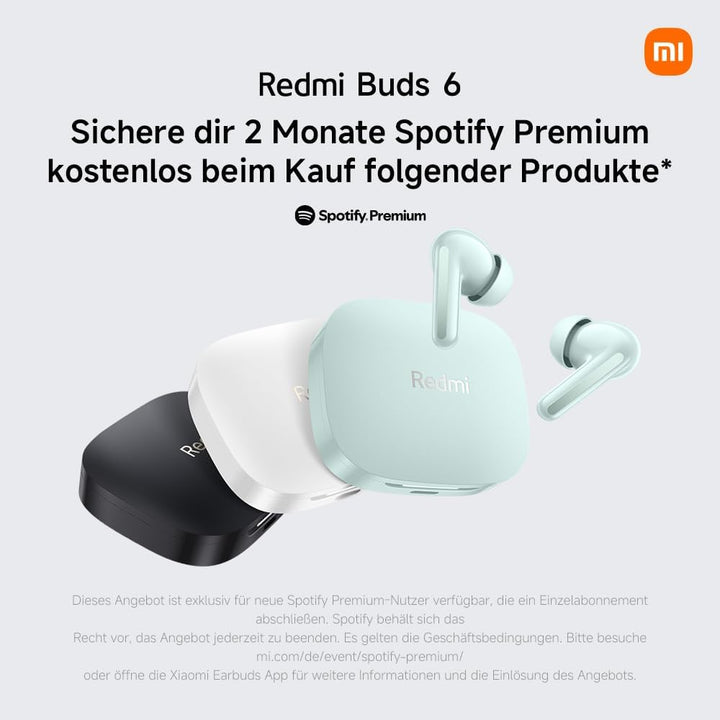 Xiaomi Redmi Buds 6 – Kabellose Bluetooth-In-Ear-Kopfhörer, Dual-Treiber, immersiver Sound, 49 dB ak