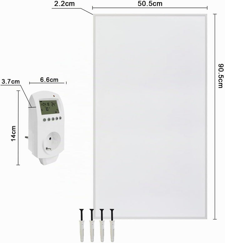 Hocosyme Infrarotheizung Glas 360W, Infrarot Glasheizung 60x70 CM,Elektroheizung mit Überhitzungssch