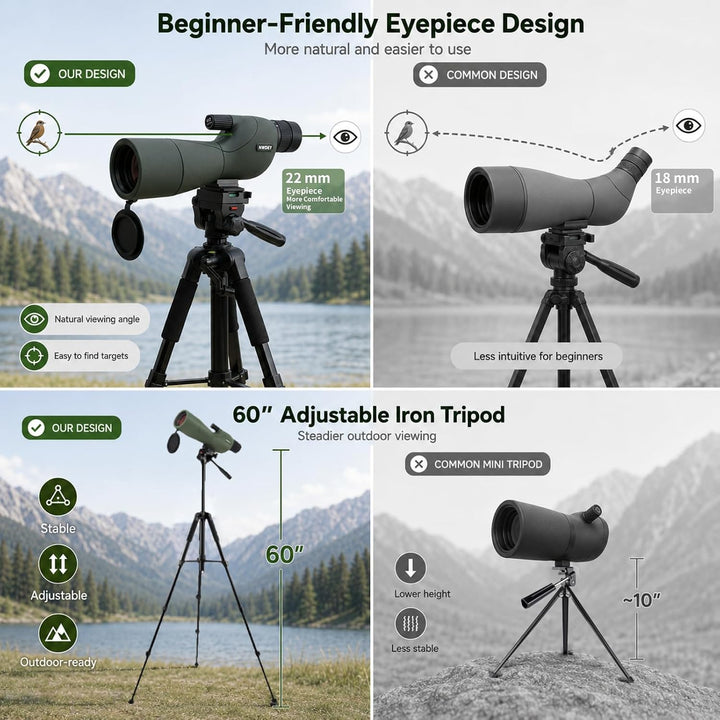 25-75X60 Spektiv mit 51 Zoll Stativ Spektiv für Zielschiessen Jagd Vogelbeobachtung Low Light Vision