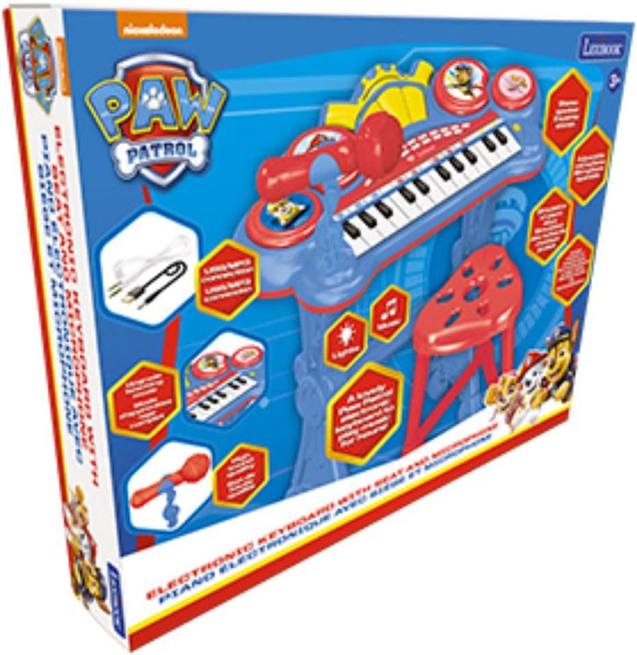 Lexibook, Paw Patrol, Elektronisches Keyboard mit Sitz, Mikrofon, MP3-Player, Soundeffekten, Demo-Mu