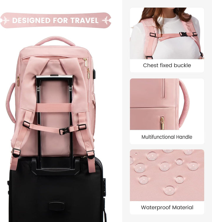 LOVEVOOK Reiserucksack Damen, Handgepäck Rucksack 55x40x20, Rucksack Damen gross mit Schuhfach & Nas