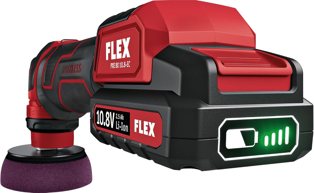 Flex Akku Polierer 10,8 V (Poliermaschine) PXE 80 10,8-EC/2,5 Set - 418102, Schwarz / Rot