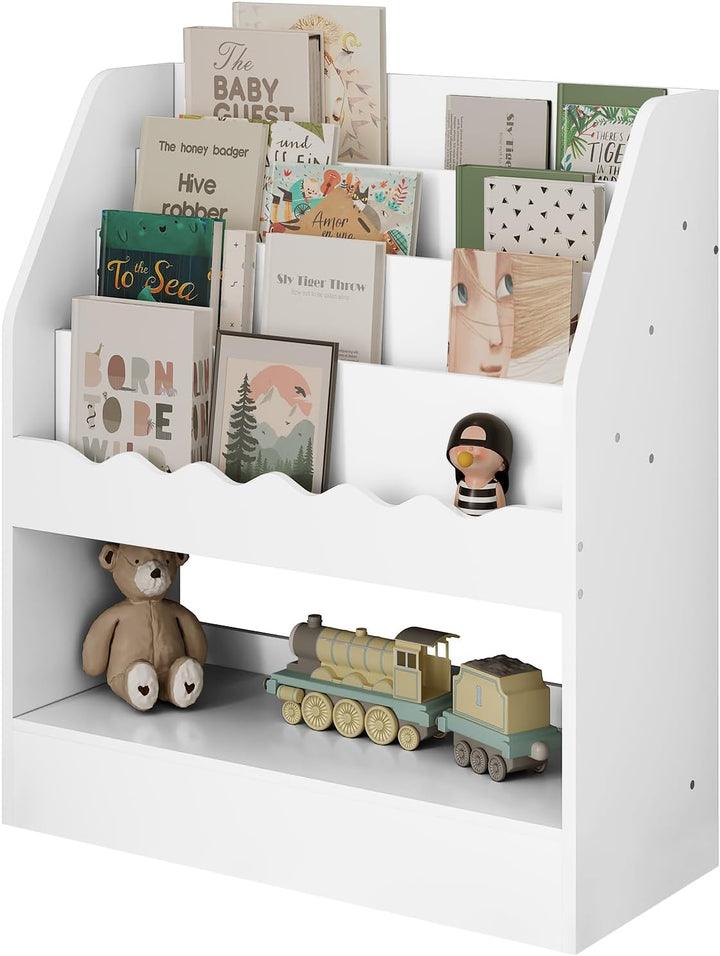 WOLTU Bücherregal Kinder, Kinderregal, weisses Regal Kinderzimmer, mit 5 Fächern, Spielzeugregal, Mo