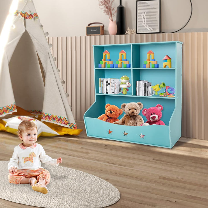 Kinder Bücherregal 3 Etagen aus PVC, Standregal mit Ablageflächen | Kindgerechte abgerundete Kanten,