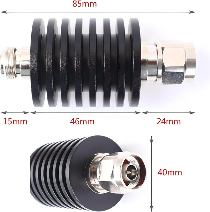 BECEN 25 W N RF Dämpfungsregler 3 GHZ Stecker 1-40 dB wählbar(15dB), 15dB