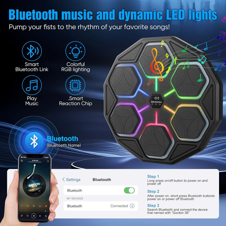 Music Boxing Machine, Elektronische Boxmaschine mit Musik, Bluetooth, 11 Geschwindigkeits, 3 Trainin