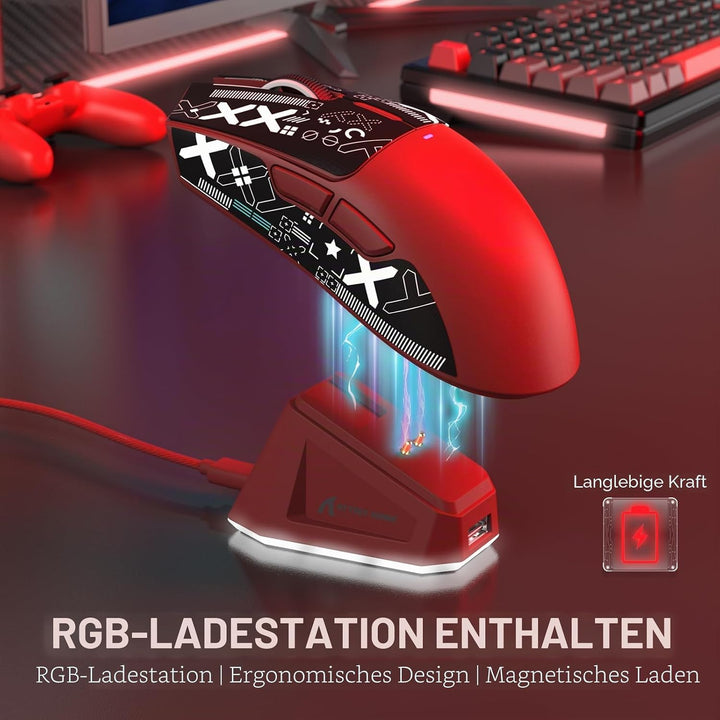 LexonElec x Attack Shark X11 Kabellose Gaming-Maus mit RGB Magnetische Ladestation, PixArt PAW3311-S