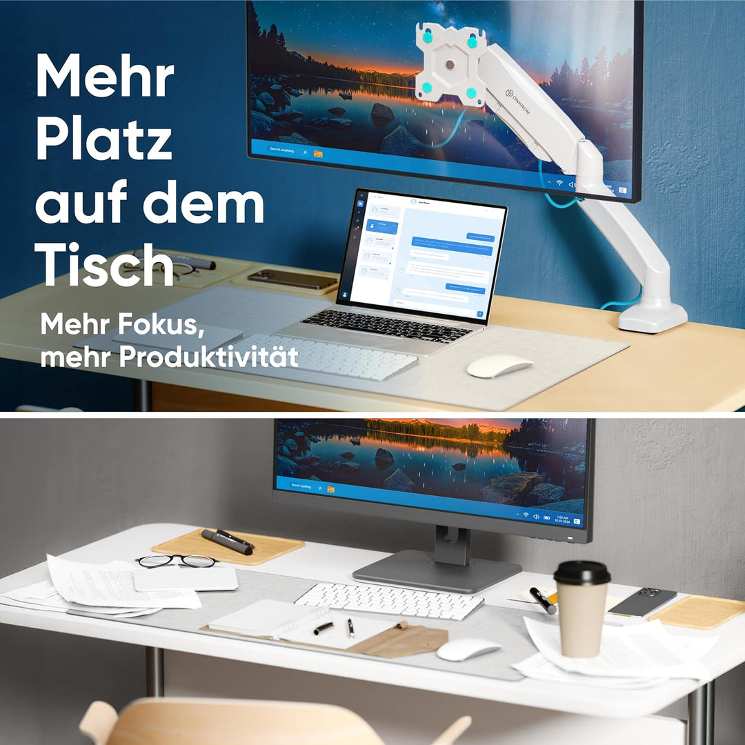 ONKRON Gaming Monitor Halterung 1 Monitor für 13" - 32" Bildschirme bis zu 8 kg - Ergonomische Bilds