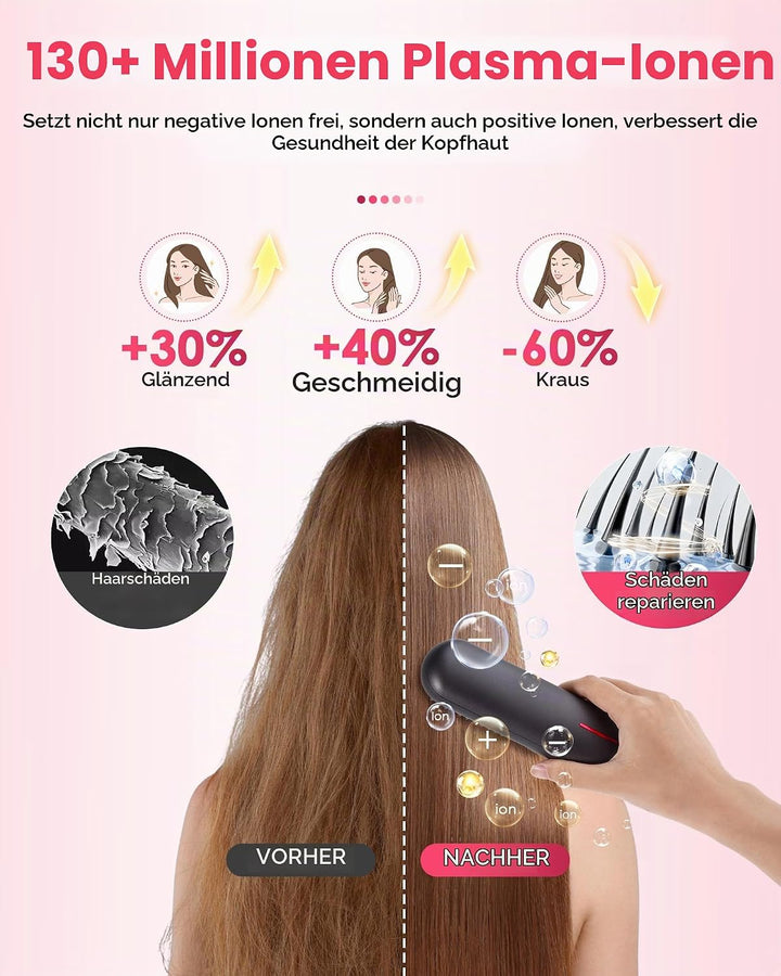 LAMA Kabellose Glättbürste Mini Glätteisen 9000mAh Ionen Haarglätter Bürste, Tragbare Stylingbürste
