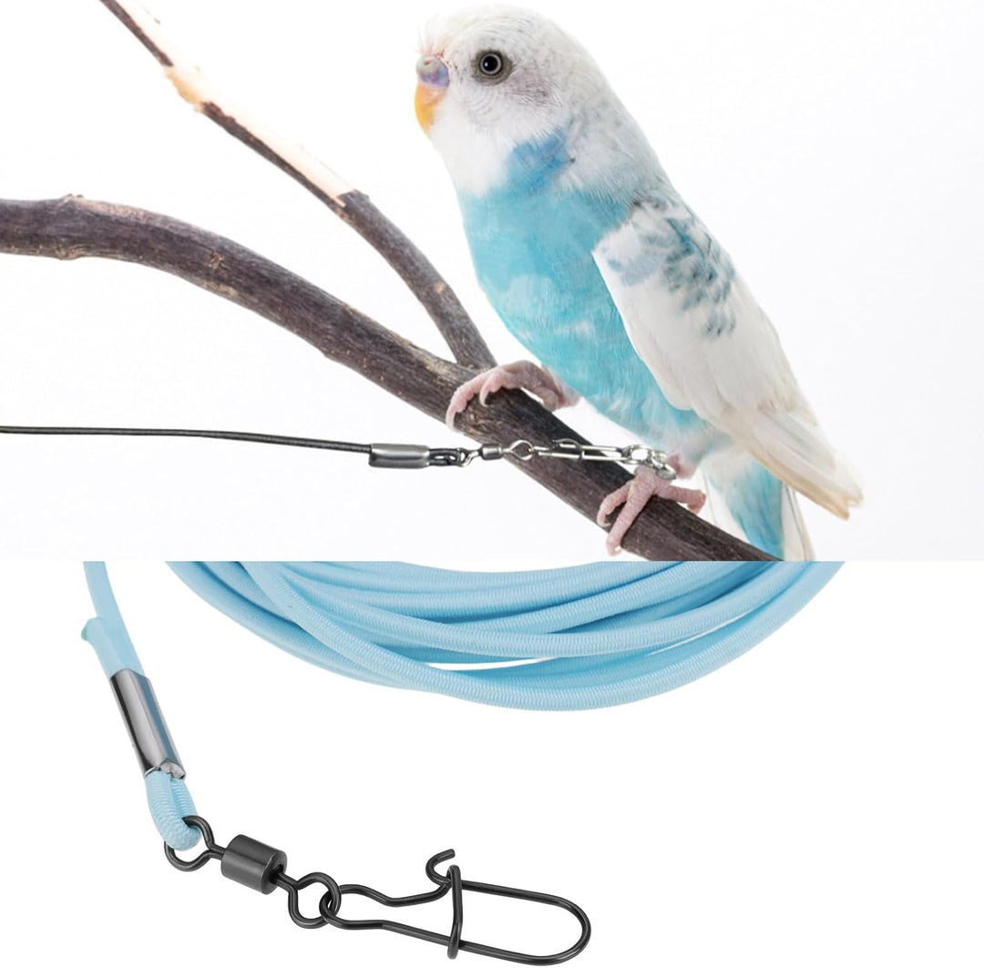 Vogelgeschirr Flugtrainingsseil 3 M für Papageien Tauben Und Wellensittiche mit 4#-Ring (blau) Blue,