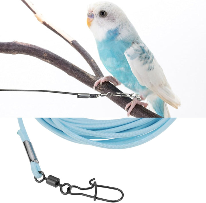 Vogelgeschirr Flugtrainingsseil 3 M für Papageien Tauben Und Wellensittiche mit 4#-Ring (blau) Blue,
