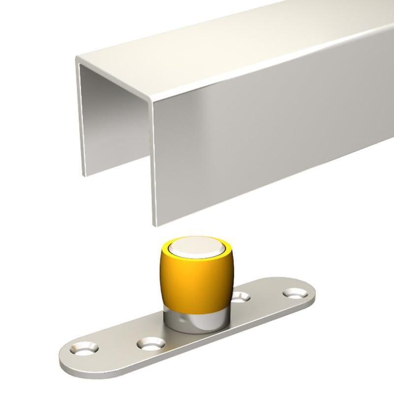 Führungsset U-Profil 30x30 mm L:195 cm und Bodenführung mit Rolle, für Schiebetorbeschlag SLID&
