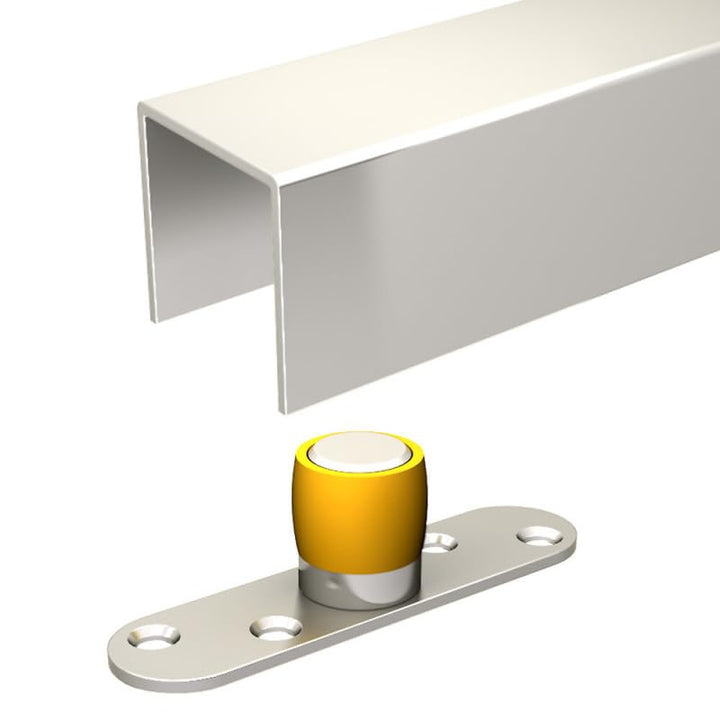 Führungsset U-Profil 30x30 mm L:195 cm und Bodenführung mit Rolle, für Schiebetorbeschlag SLID&