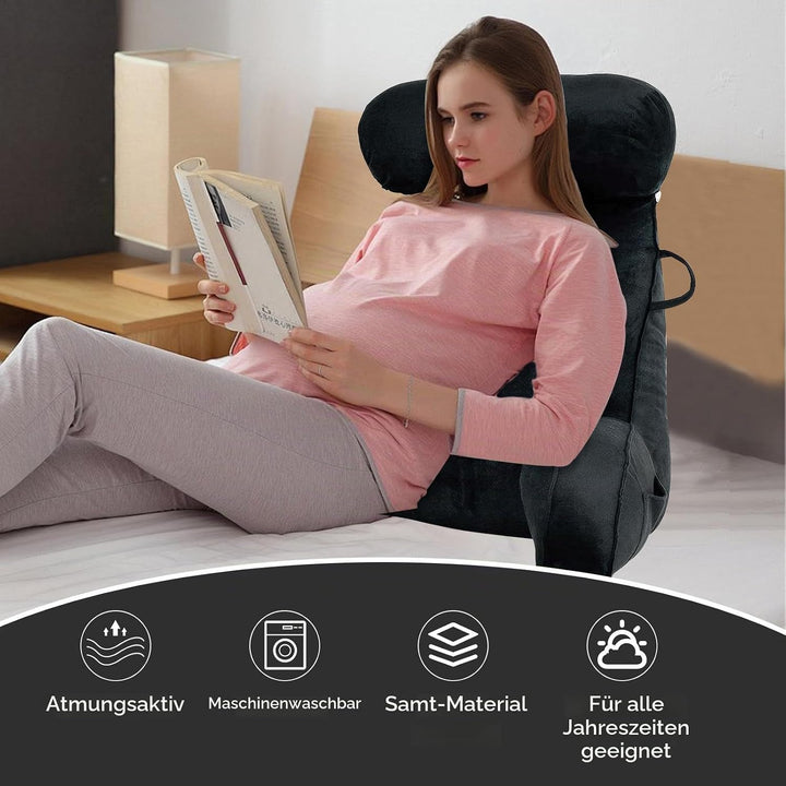 MINGPINHUIUS XL Lesekissen für Bett und Sofa mit Abnehmbarer Nackenrolle, Ideal Erwachsenen Rückenki