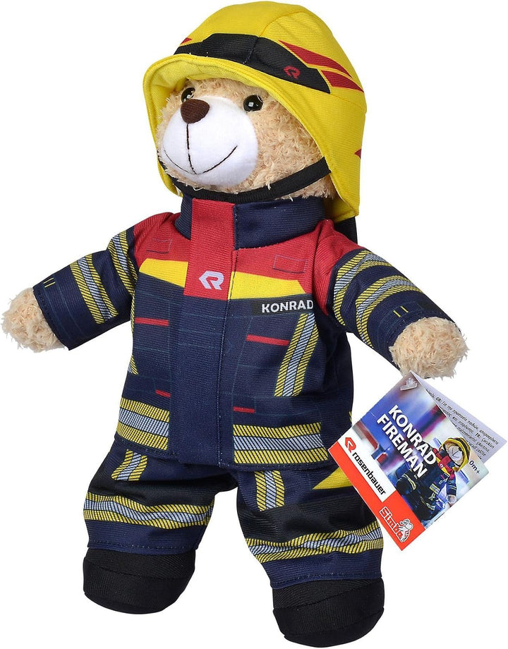Simba 108101001 - Feuerwehr Plüschbär Rosenbauer, kuschelweich, 30cm, im Feuerwehranzug, für Kinder