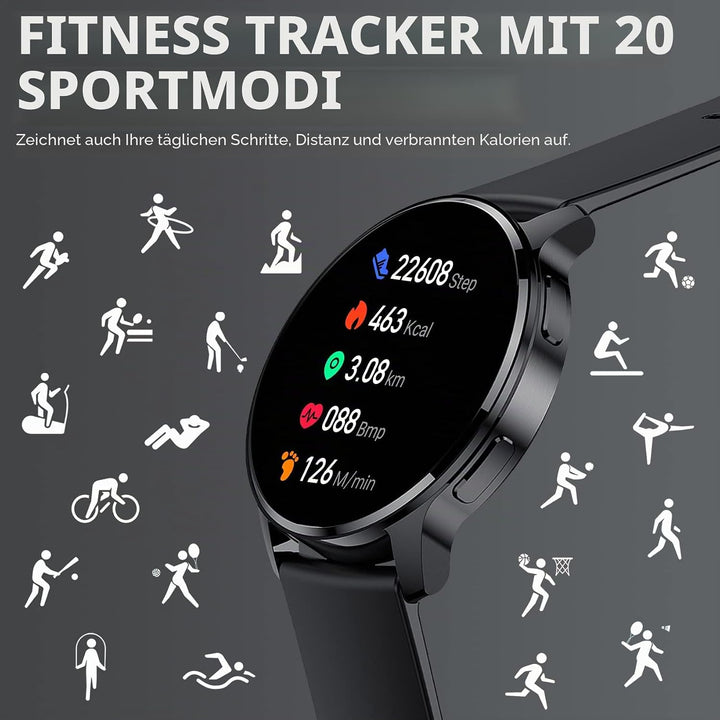 Erkwei Smartwatch Damen mit Telefonfunktion 1,32" HD-Touch Screen Fitnessuhr Schrittzähler Damenuhr