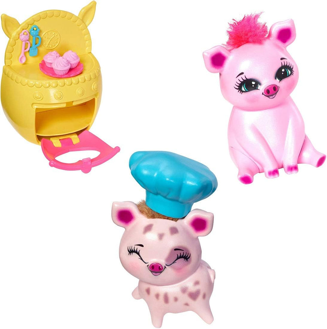 Enchantimals Mattel FJJ28 - Themenpack Backfreunde mit Schweinemädchen Petya Pig Puppe und 2 Tierfre